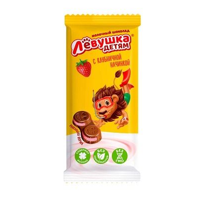 Левушка детям молочный с клубникой 85г