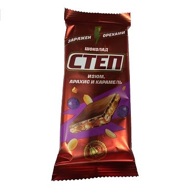 Степ с изюм, арахис и карамель молочный шоколад 80г