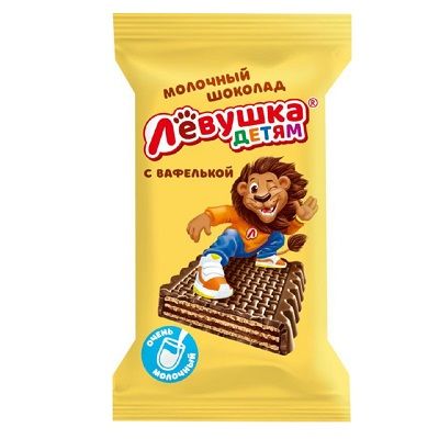 Экстрамолочный Шоколад с вафлей Левушк батончик 27,5г